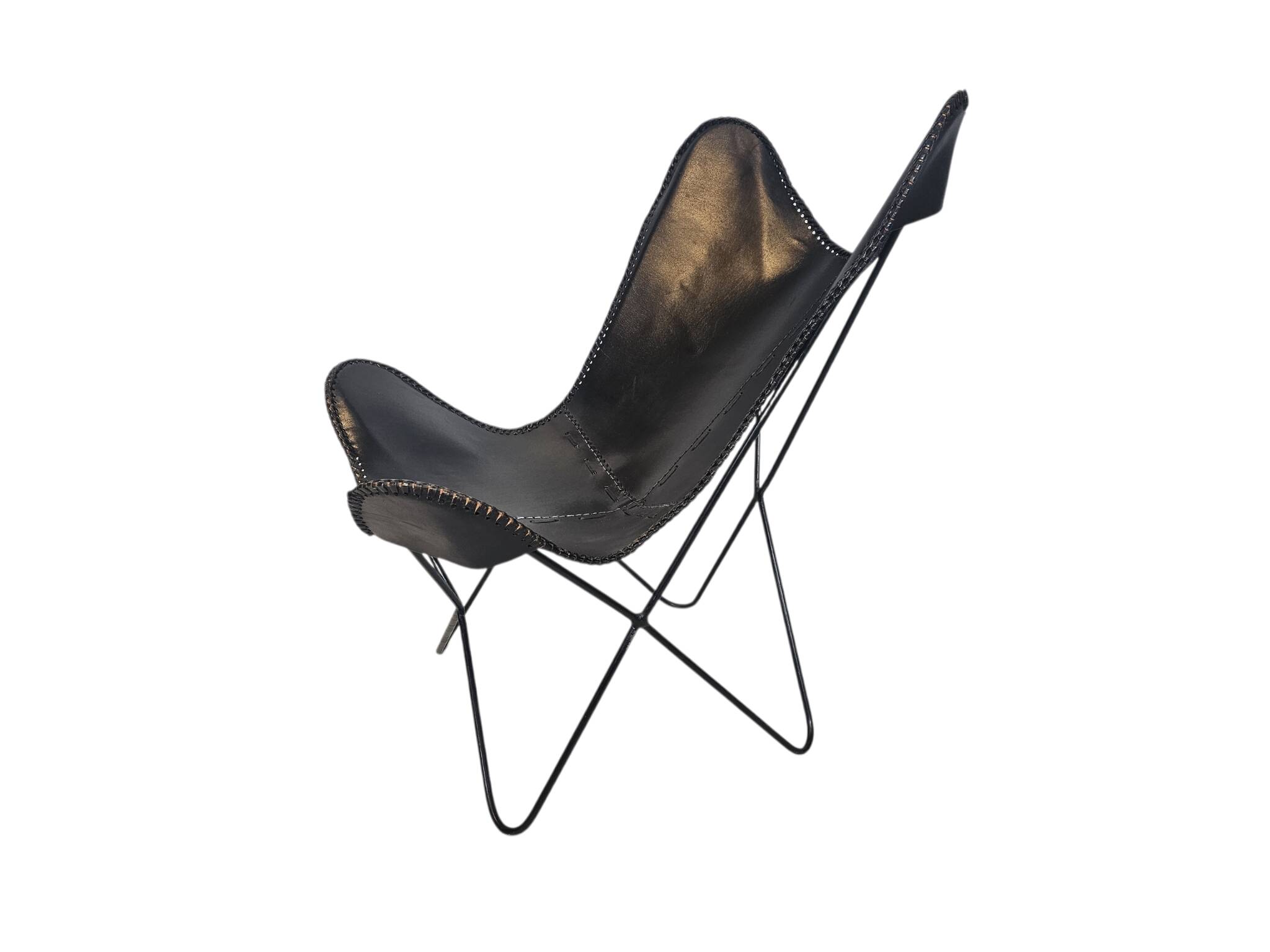 Lounge chair - Butterfly chair - leather - metal - 1990s