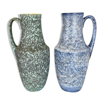 Set of Two Pottery Fat Lava "Supercolor" Vases by Scheurich Germany WGP