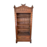 Wardrobe bookcase Napoleon III style shelf in solid wood pitchpin and ornamental bamboo