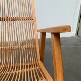 Mid-century German rattan rocking chair from Deutschen Werkstätten Hellerau, 1960s.