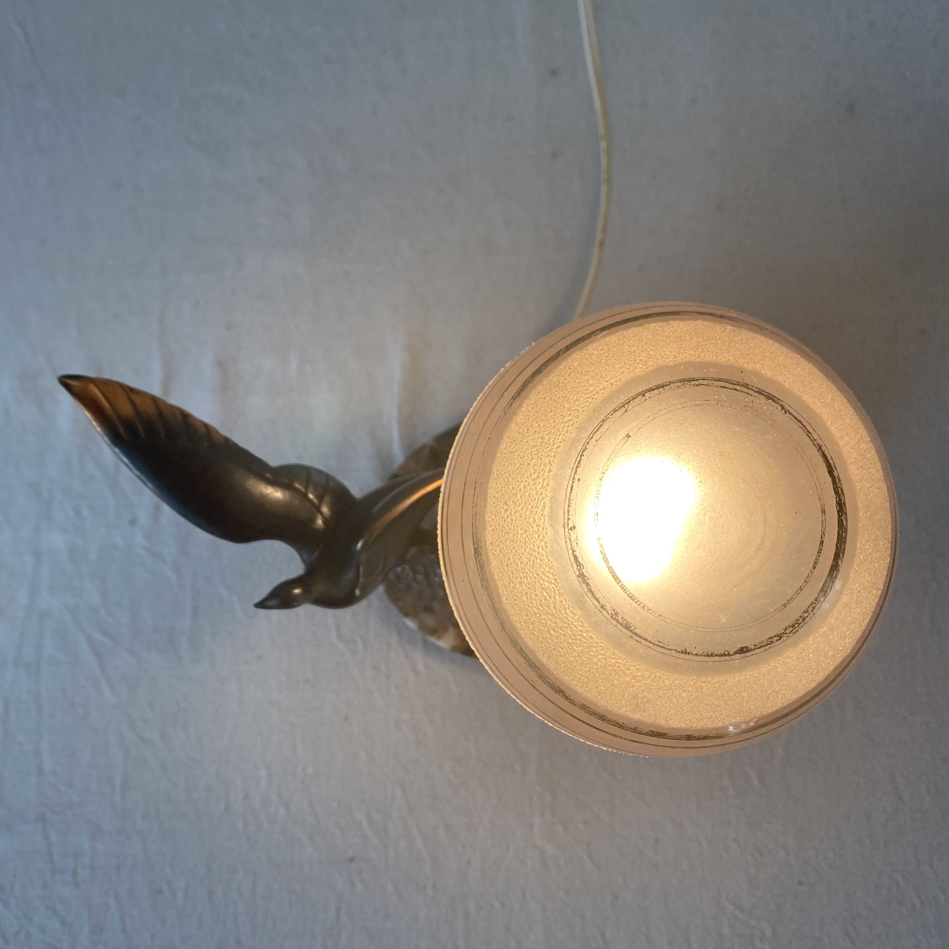 Limousin art deco night light with seagull decoration