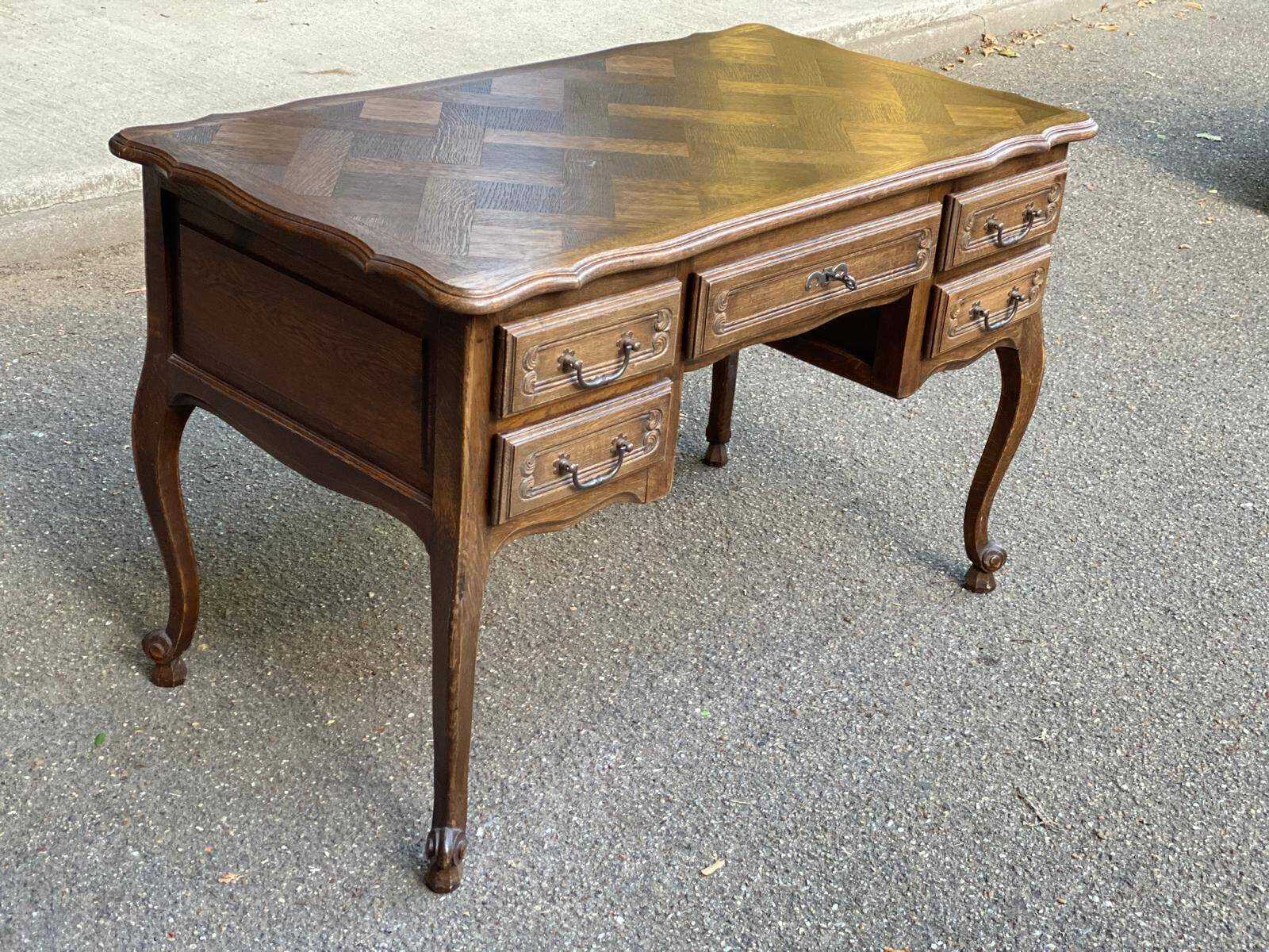 Louis XV style oak center desk