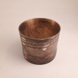 Round old silver metal towel