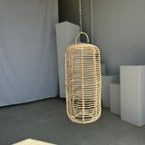 Large lantern-shaped rattan pendant lamp H50 D24