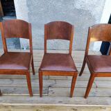 Set of 6 STELLA chairs, Art Deco, leather seat