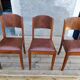 Suite de 6 chaises STELLA, Art Déco, assise en cuir