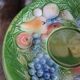 Antique cup and saucer in slipware.