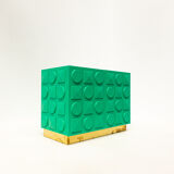 Contemporary italian cabinet in green lacquered wood & brass
