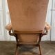 Fauteuil pliant relax vintage bois et velours avec accoudoirs - 70's