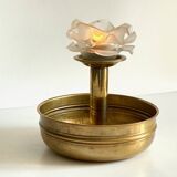 Vintage brass and glass centerpiece candle holder