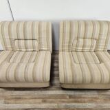 Mid Century Italian Armchairs in Wood and Fabric