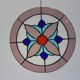 Vitrail circulaire décoratif à motif floral – Verre coloré fait main, Ø 40