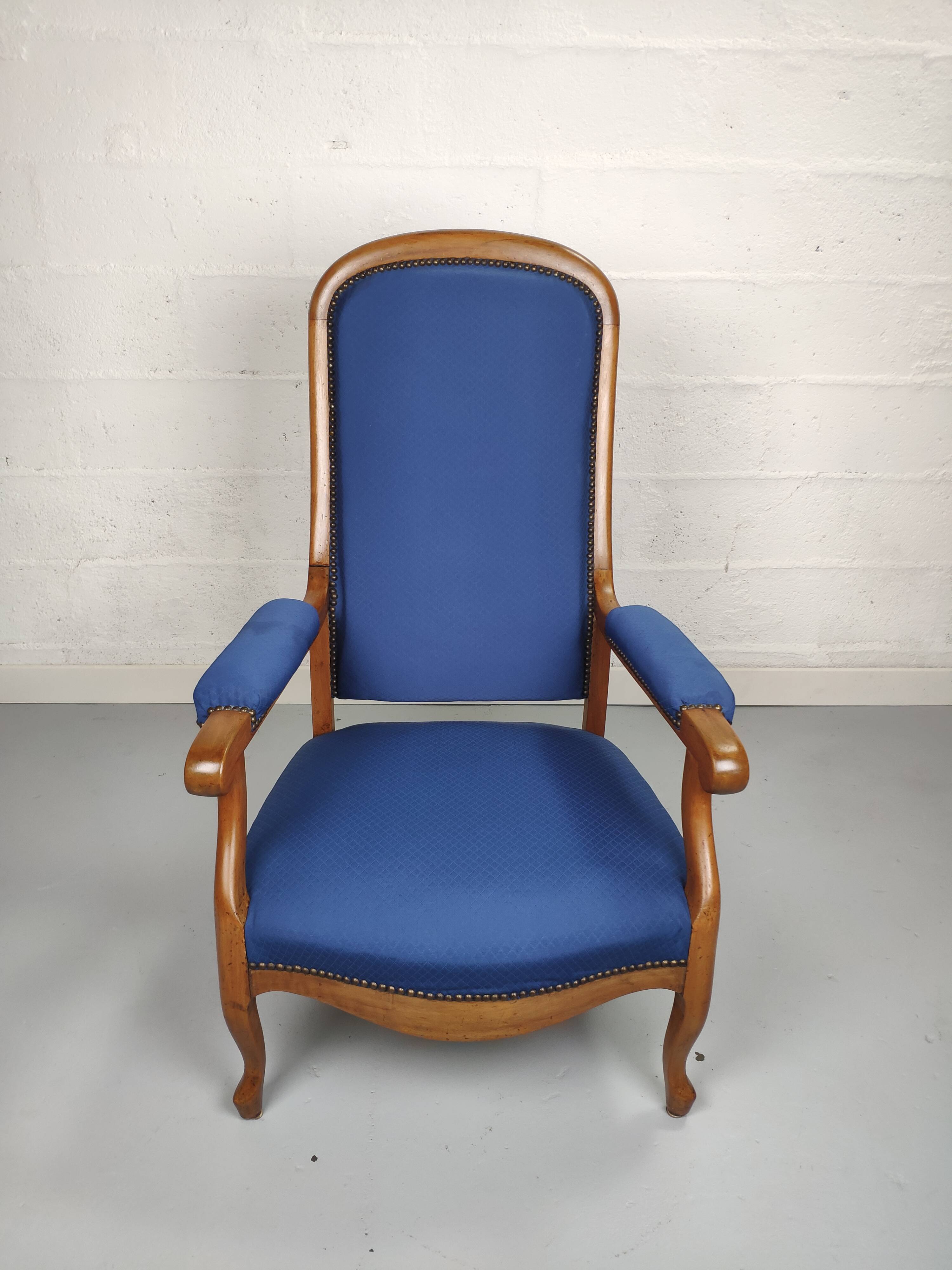 Armchair voltaire blue fabric