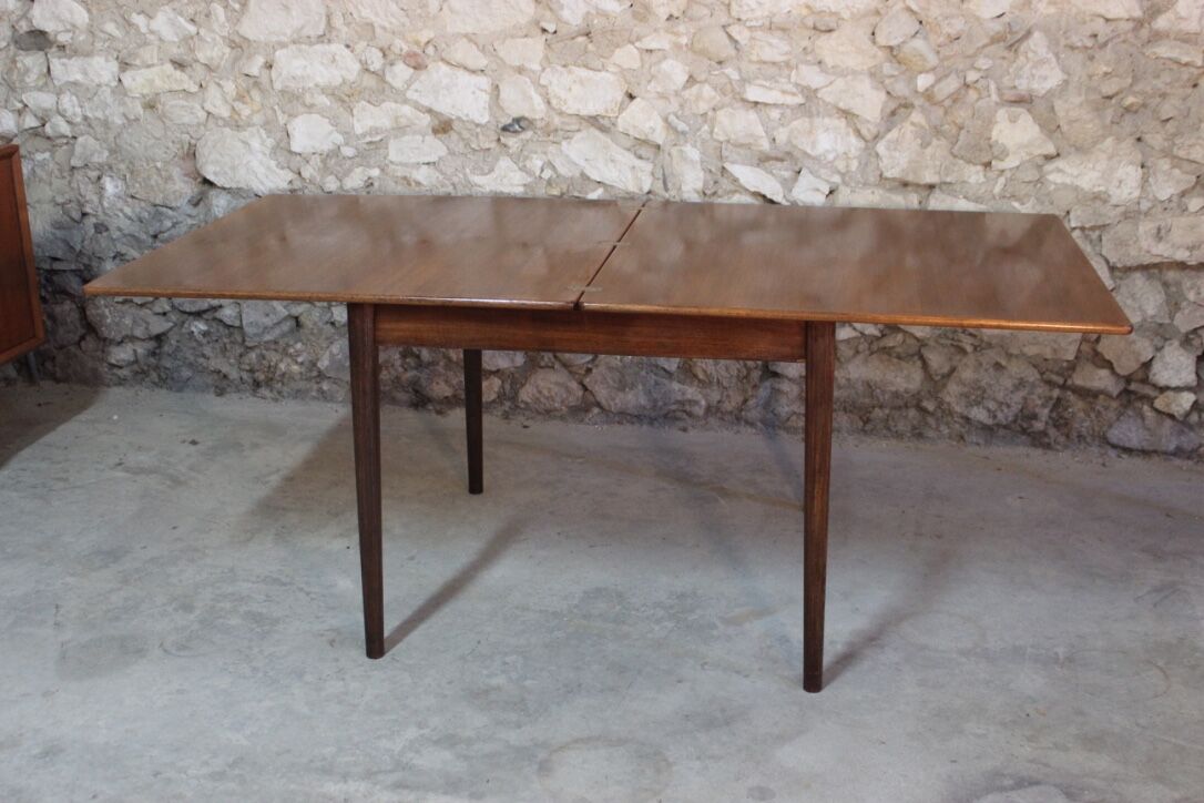 Extendable dining table "flip-top"/"wallet" Scandinavian vintage teak by Nils Jonsson for TROEDS