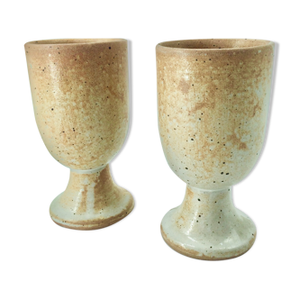 Pair of mazagran sandstone cups