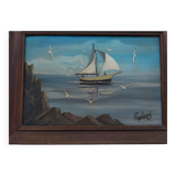 Old rigging painting and flight of seagulls Yvon Pauluzzi