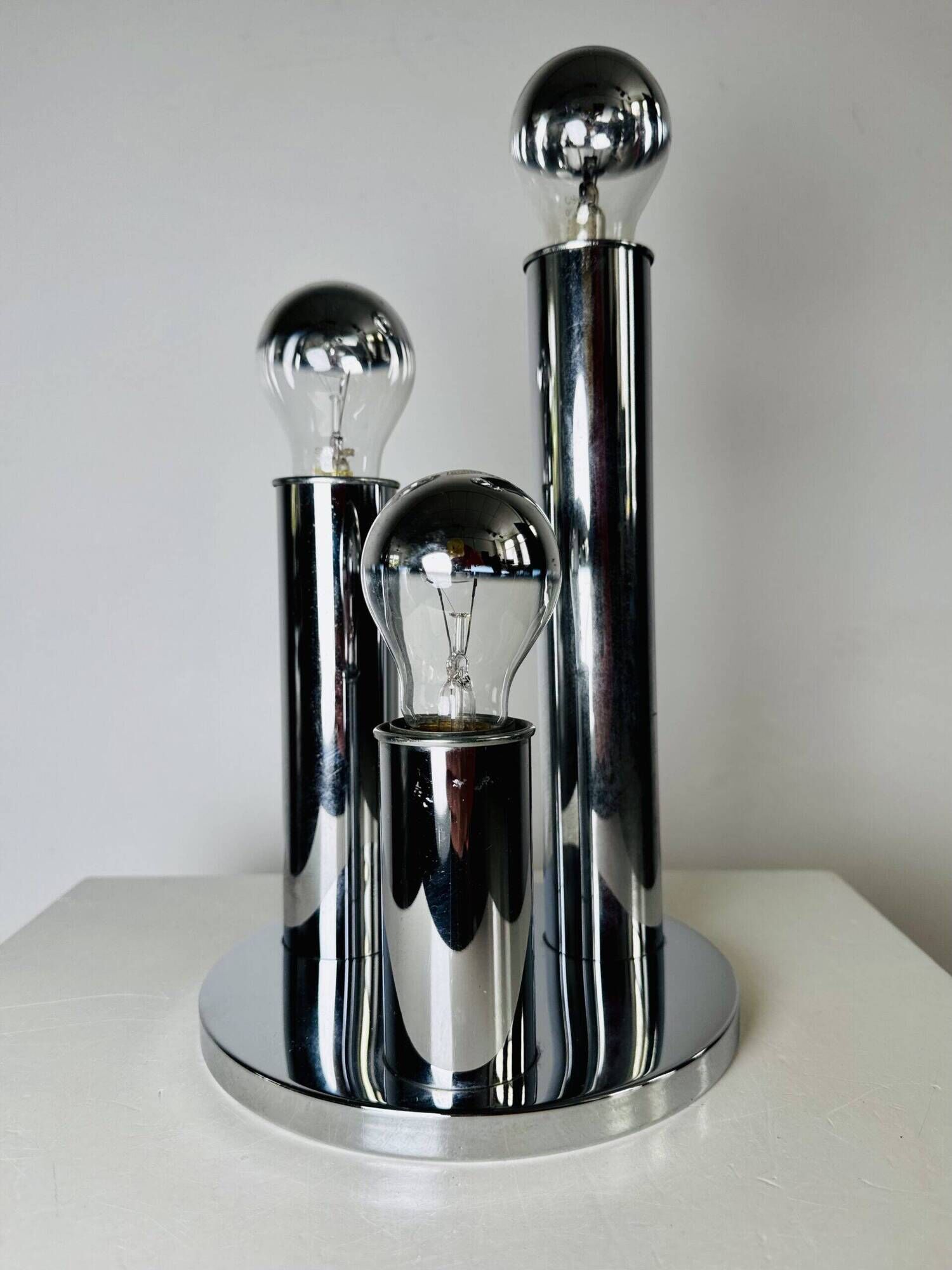 Model V3300/03 Tubular Chromed Table Lamp By Hustadt Leuchten, Germany 1970S