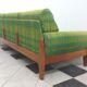 Green three seat sofa Teak frame