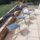 Lot de 4 chaises  pliantes - dossier et assise vert d'eau - structure métal doré -Chaisor