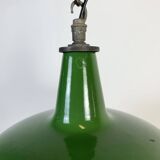 Industrial Green Enamel Factory Pendant Lamp from Revo, 1950s