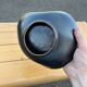 Large vintage 1950 bowl in black and yellow free-form ceramic