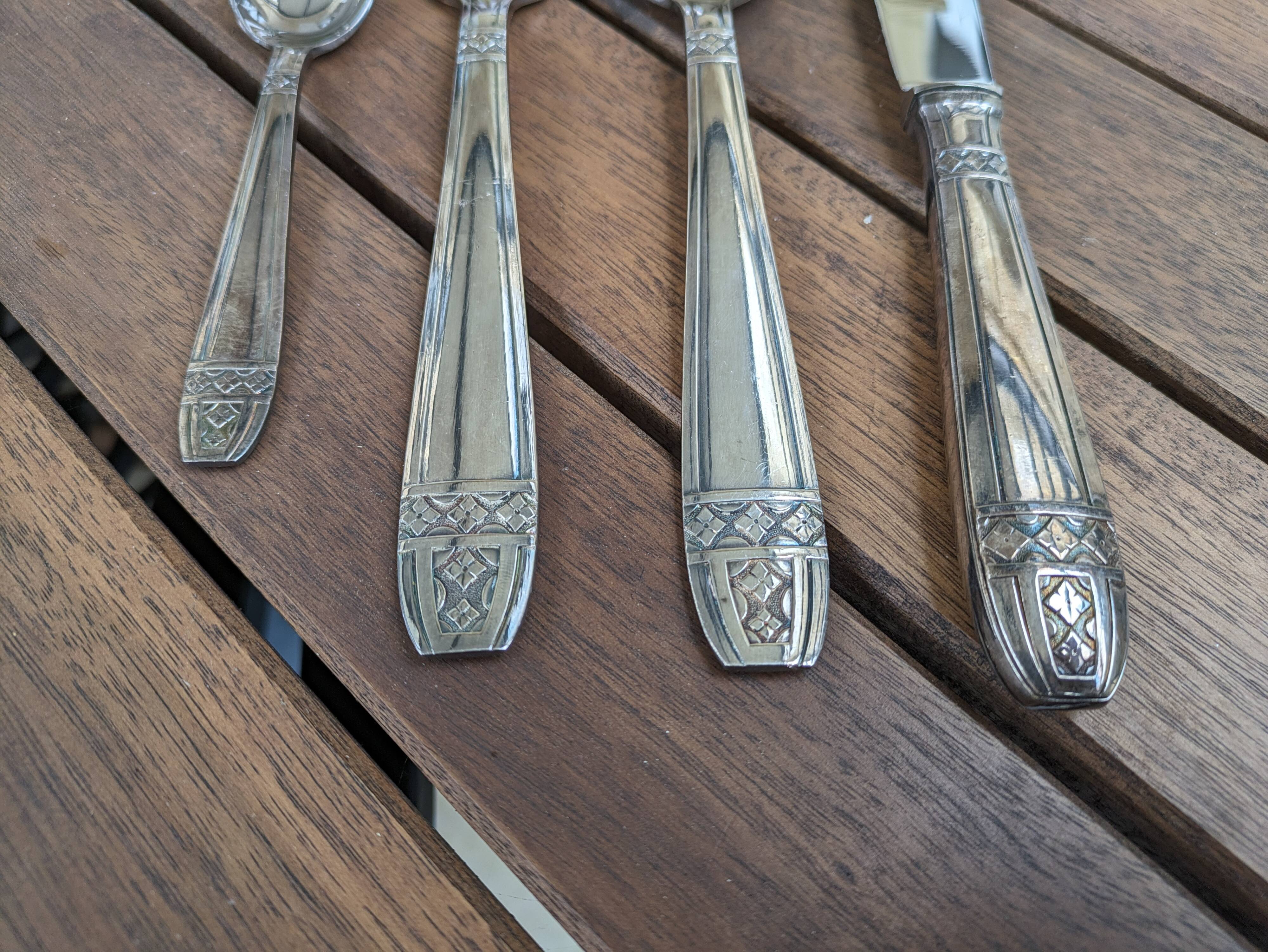 Silver plated cutlery set 84g Noel Collet hallmark