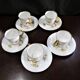 5 X Antique Limoges Porcelain Coffee Cups pairs Gold Ribbon Handle, 1890s