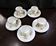 5 X Antique Limoges Porcelain Coffee Cups pairs Gold Ribbon Handle, 1890s
