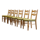 Chaises de salle à manger en chêne danois moderniste brutaliste des années 1960 dans le style de Henning Kjærnulf.