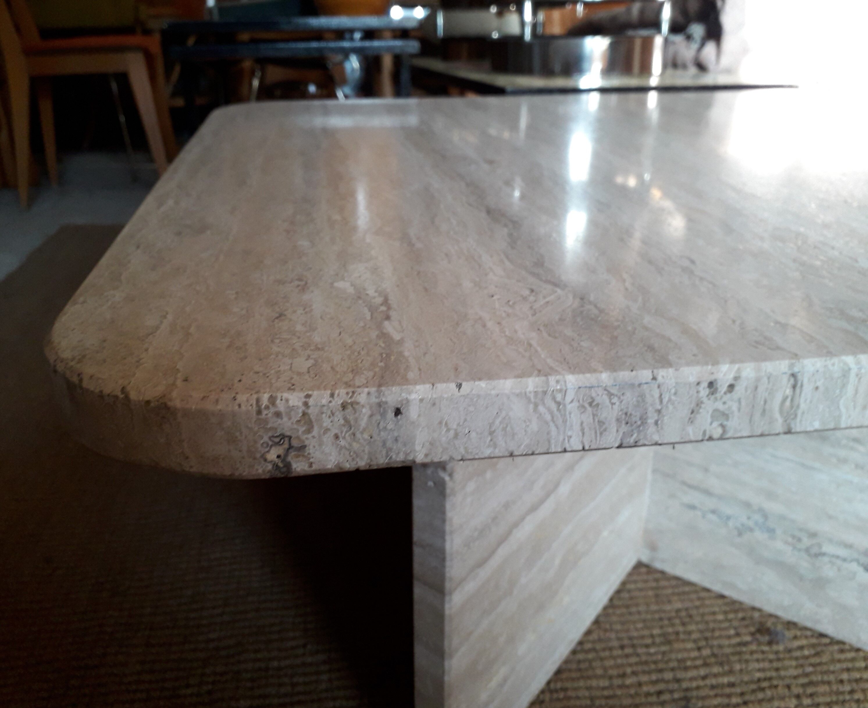 Travertine coffee table