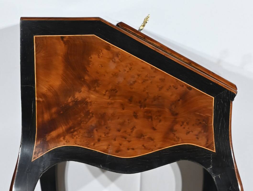 Blackened pearwood and amboyna sloping desk, Napoleon III period, mid-19th century