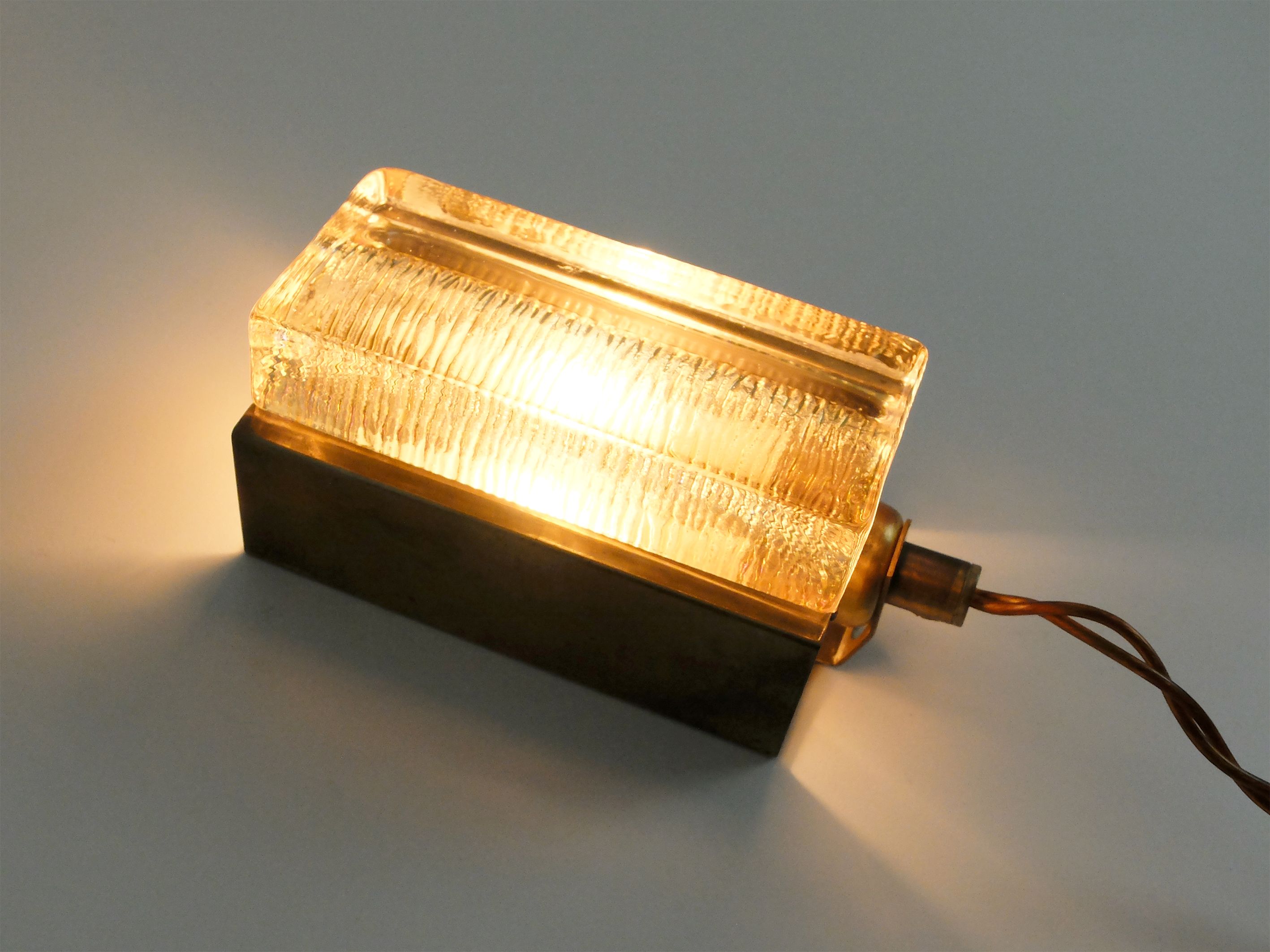 Danish vintage Atlantic model wall lamp, brass and glass, Vitrika 1960s