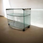 Bar cart/vintage cart in curved glass by Gallotti & Radice