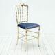 Italian Chiavari brass & blue velvet chair, 1950s
