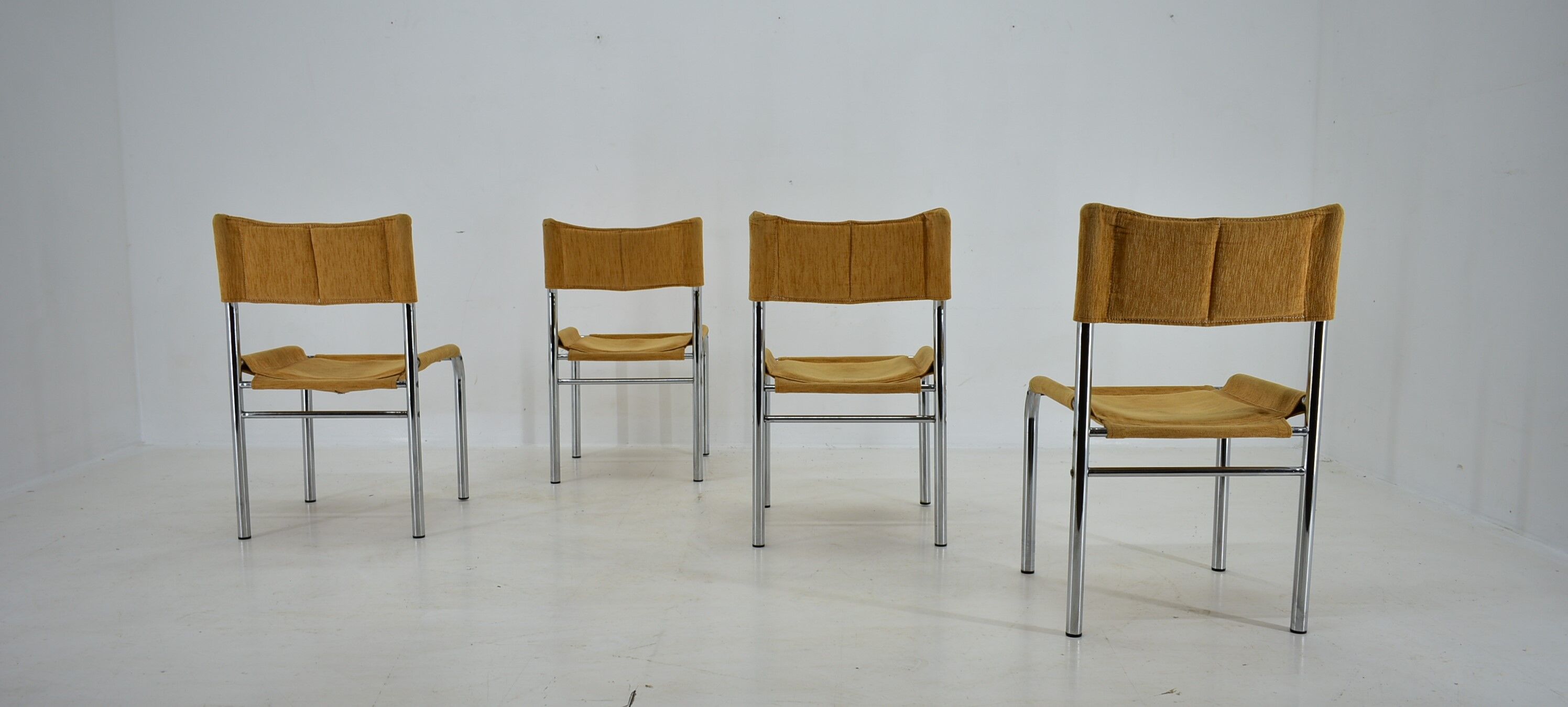 Set of four design chrome dining chairs by Viliam Chlebo, Czechoslovakia, 1980s
