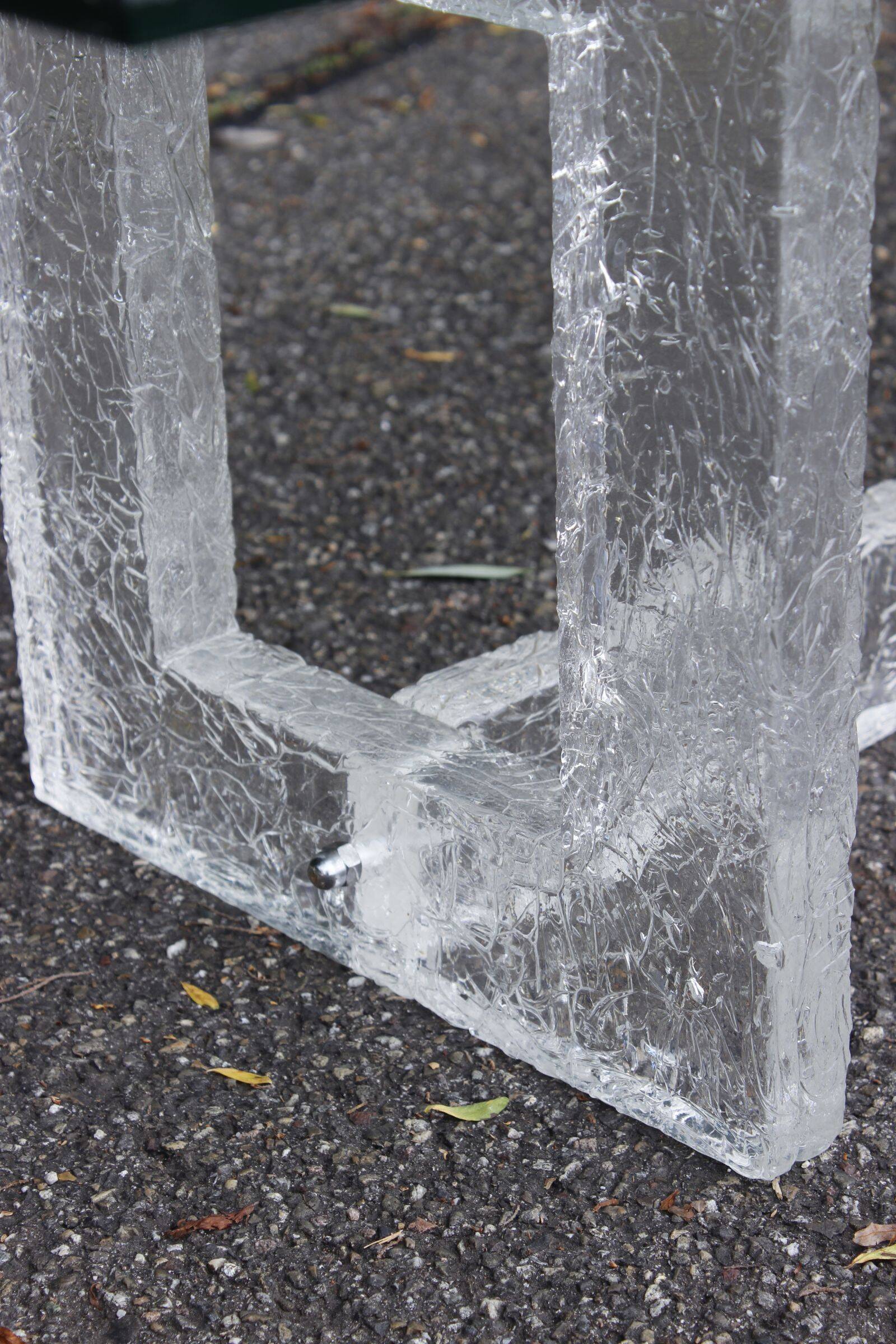 Vintage coffee table with frosted plexiglass base 1970s