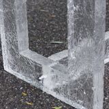 Vintage coffee table with frosted plexiglass base 1970s