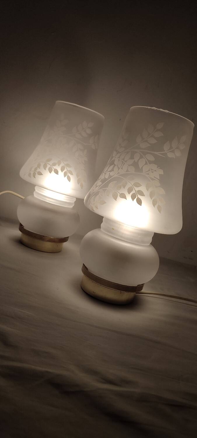 Paire des lampes de table en cristal. Espagne années 1990.