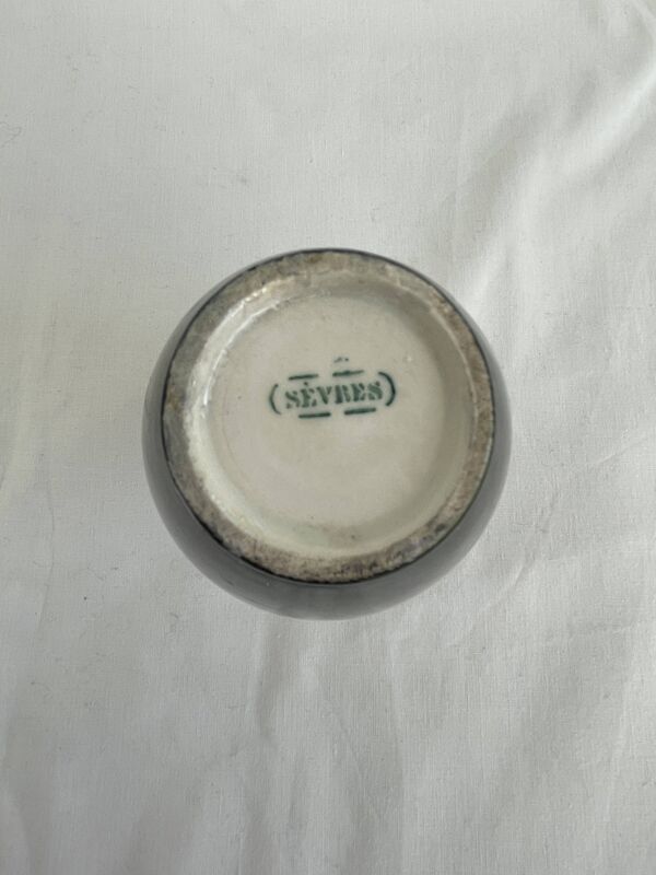 Vase, faïence émaillée de Sèvres, glaçure, vert moucheté, tacheté, Milet, XIXème siècle, élégant, dé