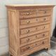 Ancienne grande commode en orme six tiroirs