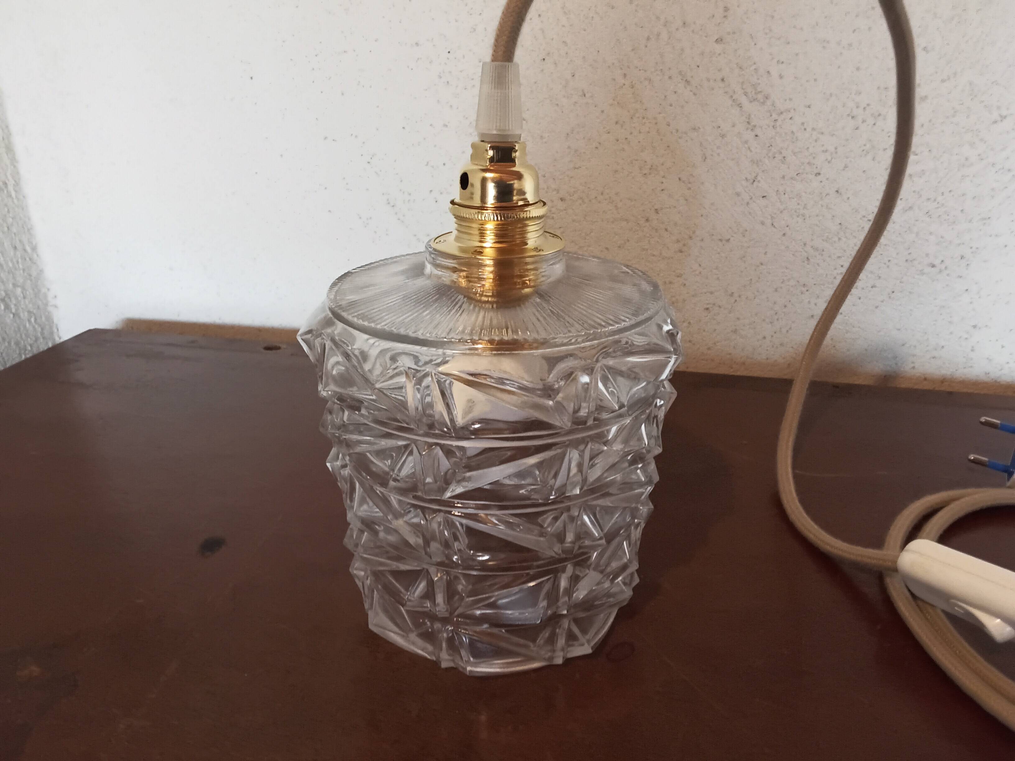 Vintage molded glass portable lamp