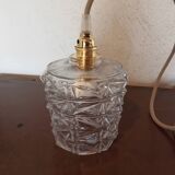Vintage molded glass portable lamp