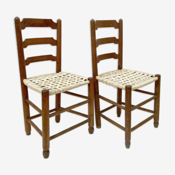 Pair of rustic wooden chairs