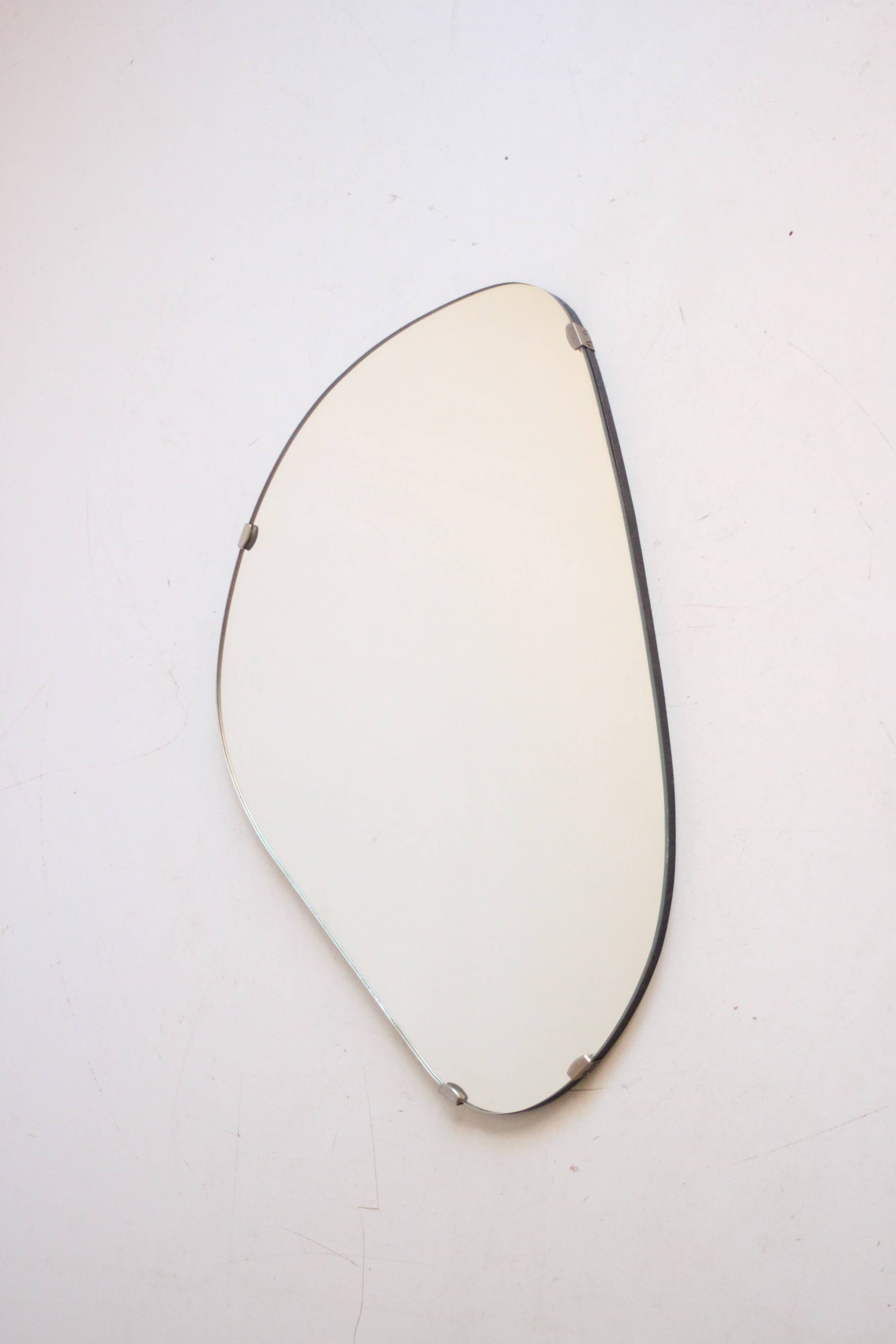 Vintage organic mirror, kidney shaped, Belgium 1950s