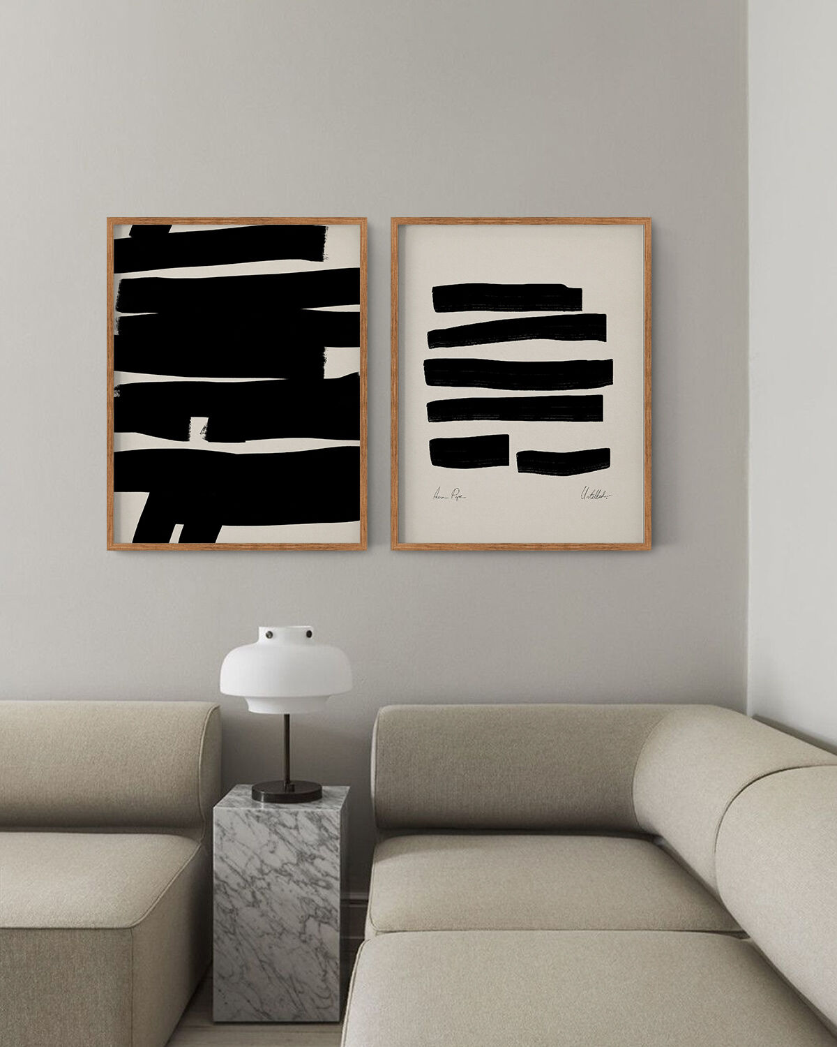 Pair of giclee prints, abstract wall art set of two, 50x70cm