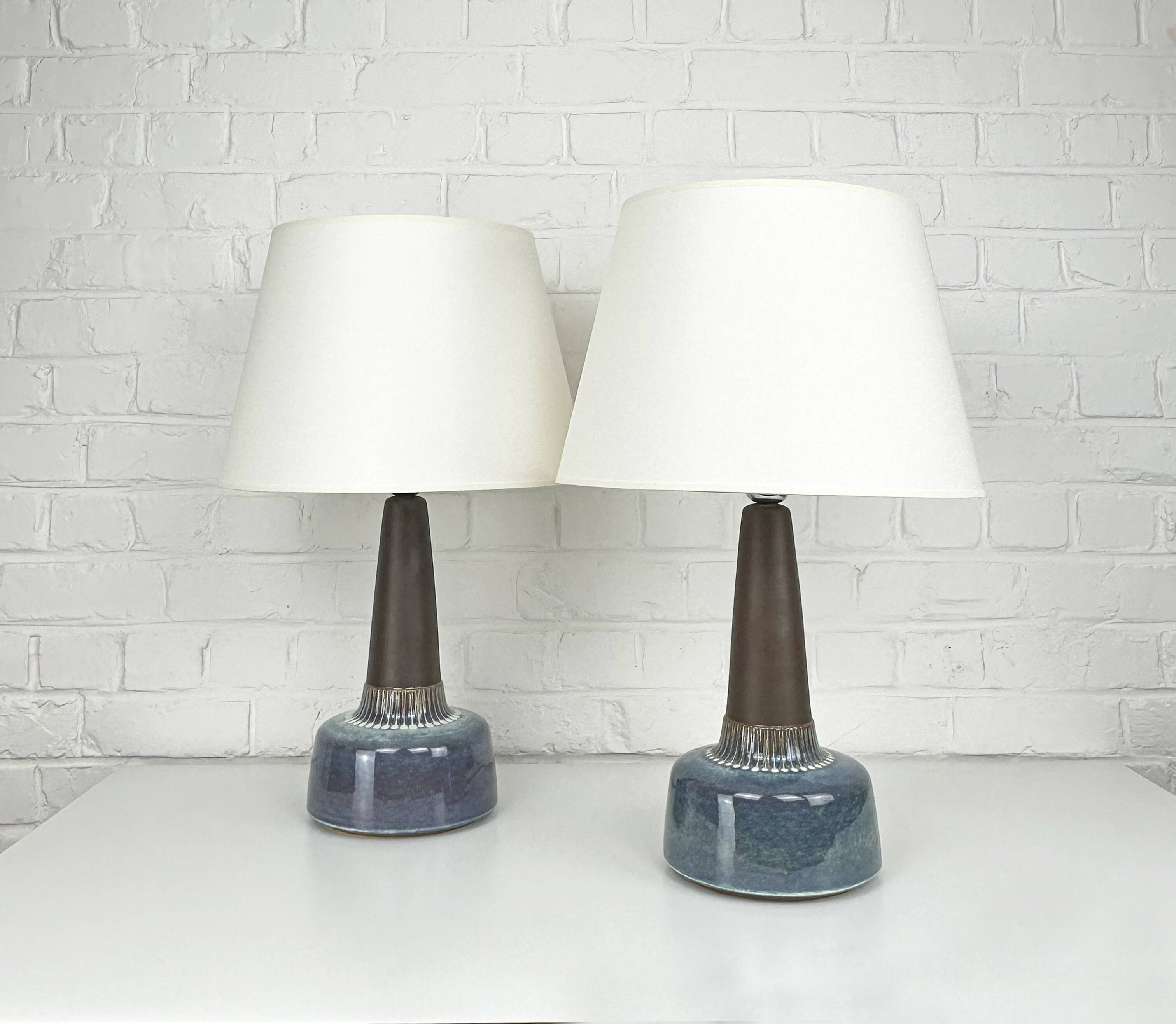 Pair of large blue table lamps Søholm Einar Johansen Denmark 1960s