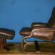 Mid century Scandinavian cantilever leather lounge chair and ottoman, 1960s