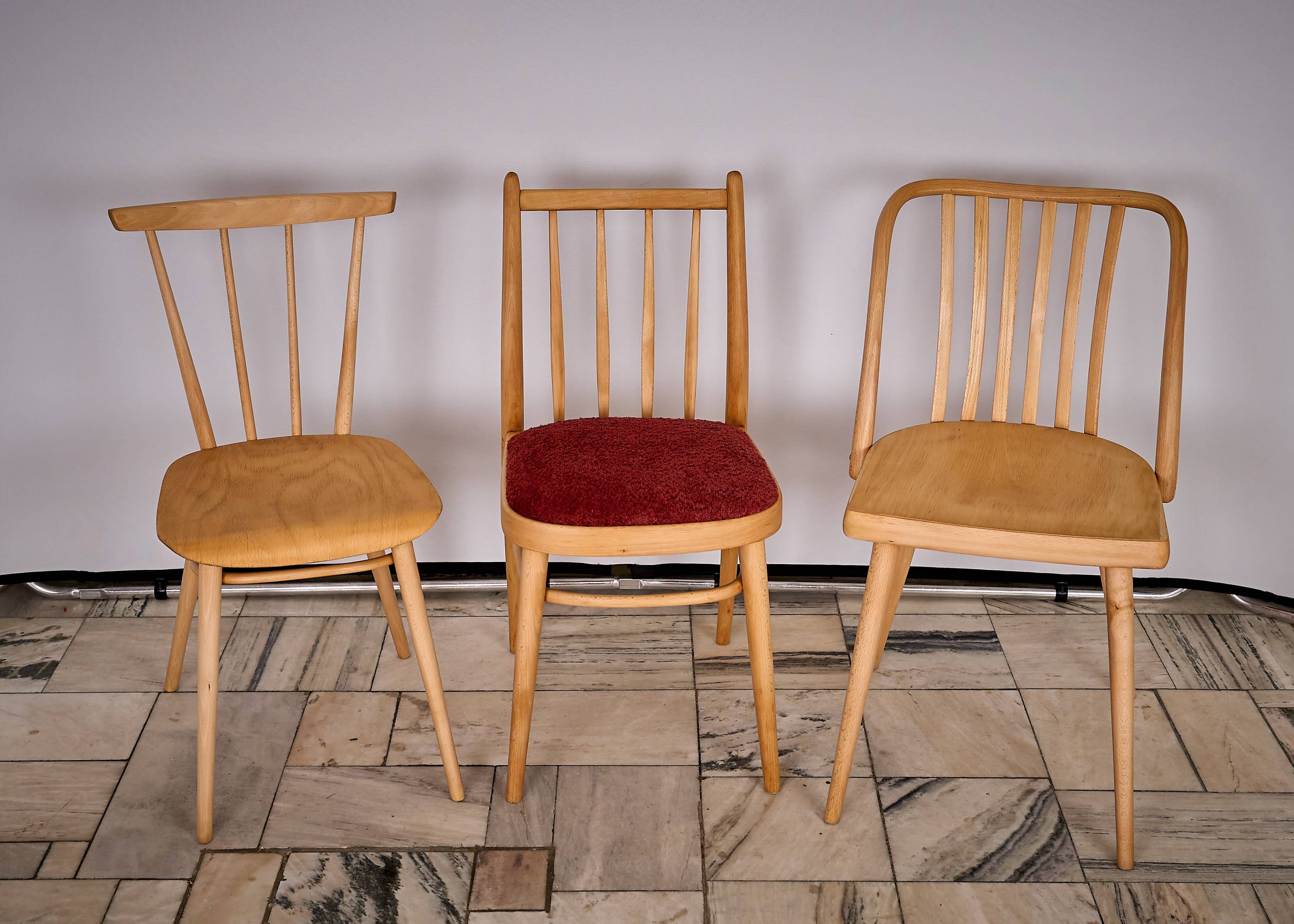 Ensemble de 3 chaises emblématiques de F. Jirak et A. Suman pour Tatra Tchécoslovaquie, 1
