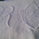 Large sheet 2places embroidered linen R C broad day