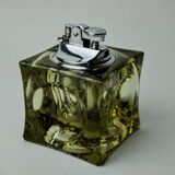 Magnifying glass lighter by Antonio Imperatore, black Murano glass, Italy, 1970